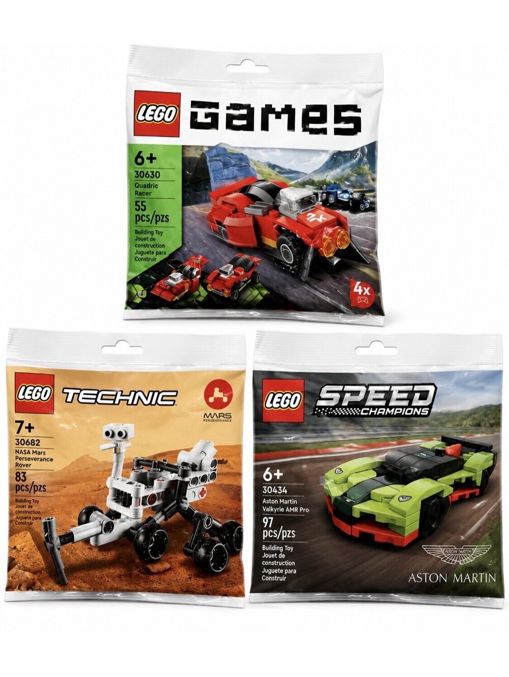 LEGO Polybag Lot of 3 30630 30682 30434 Technic Speed Champions NEW Sealed